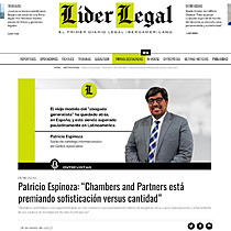 Patricio Espinoza: Chambers and Partners est premiando sofisticacin versus cantidad